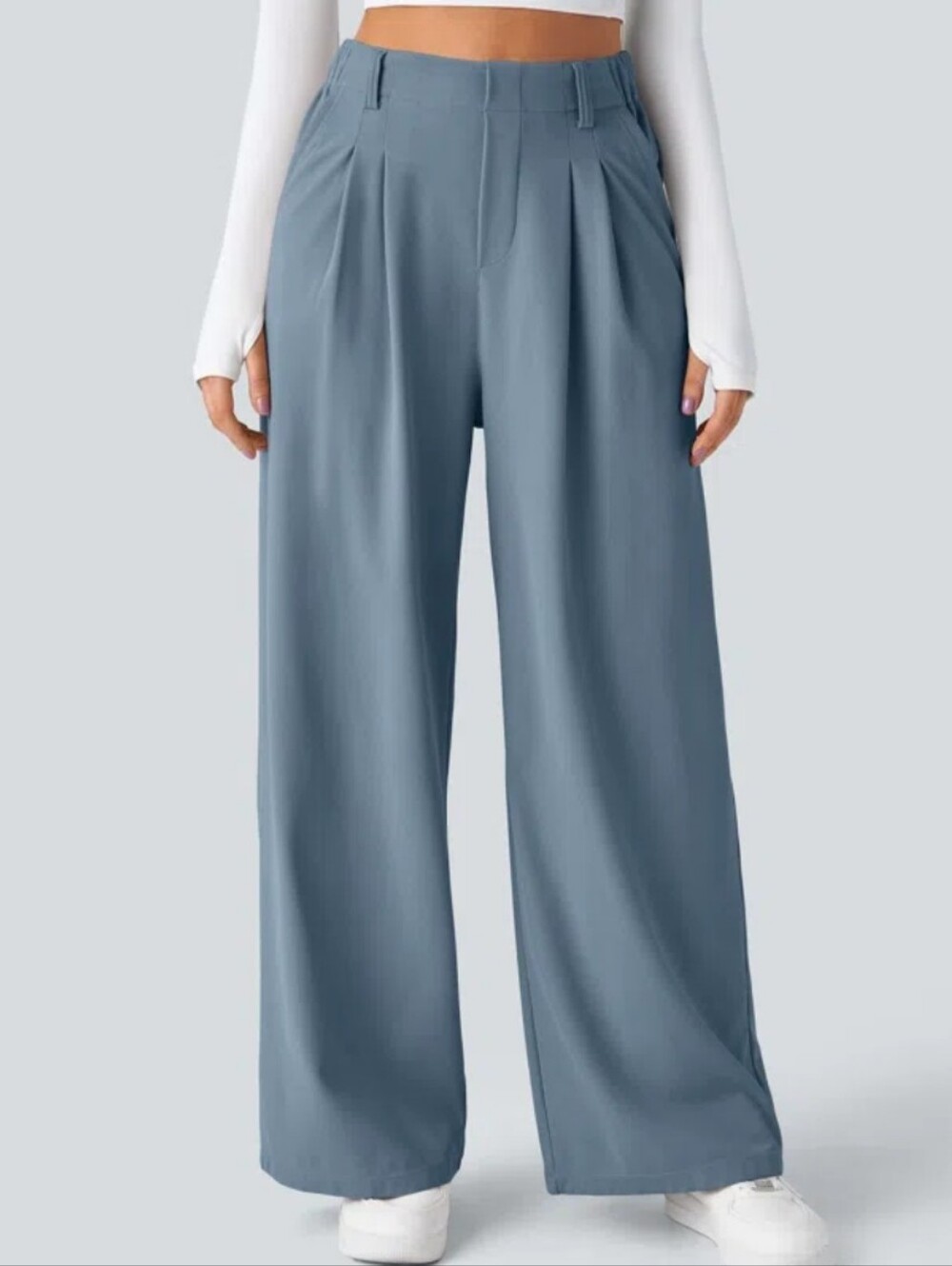 Halara Breezeful High Waisted Pocket Wide Leg Flowy Palazzo Light Blue Pants XL
